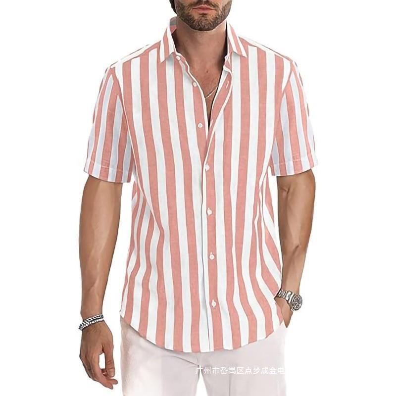 2024 Men's Fashion Striped Lapel Resort Shirts