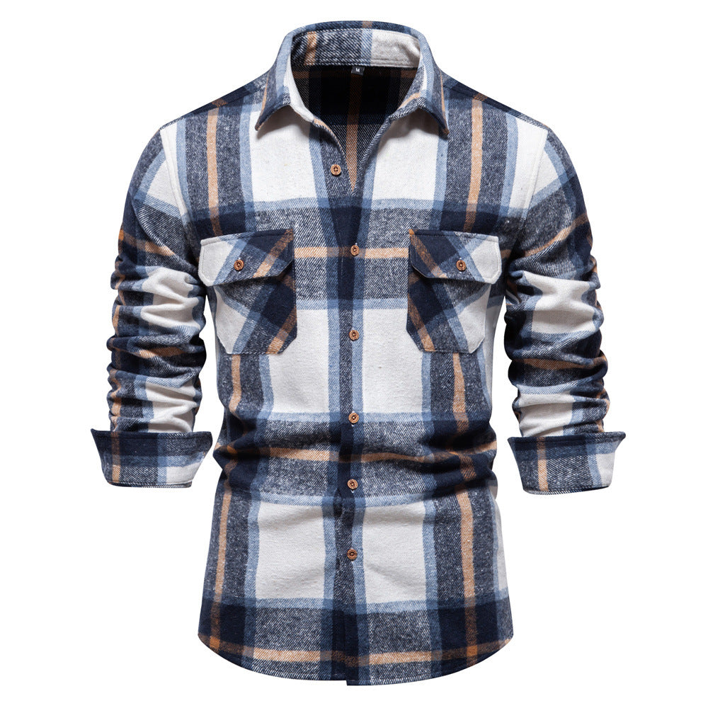 Men's Business Fashion Plaid Long Sleeve Shirt