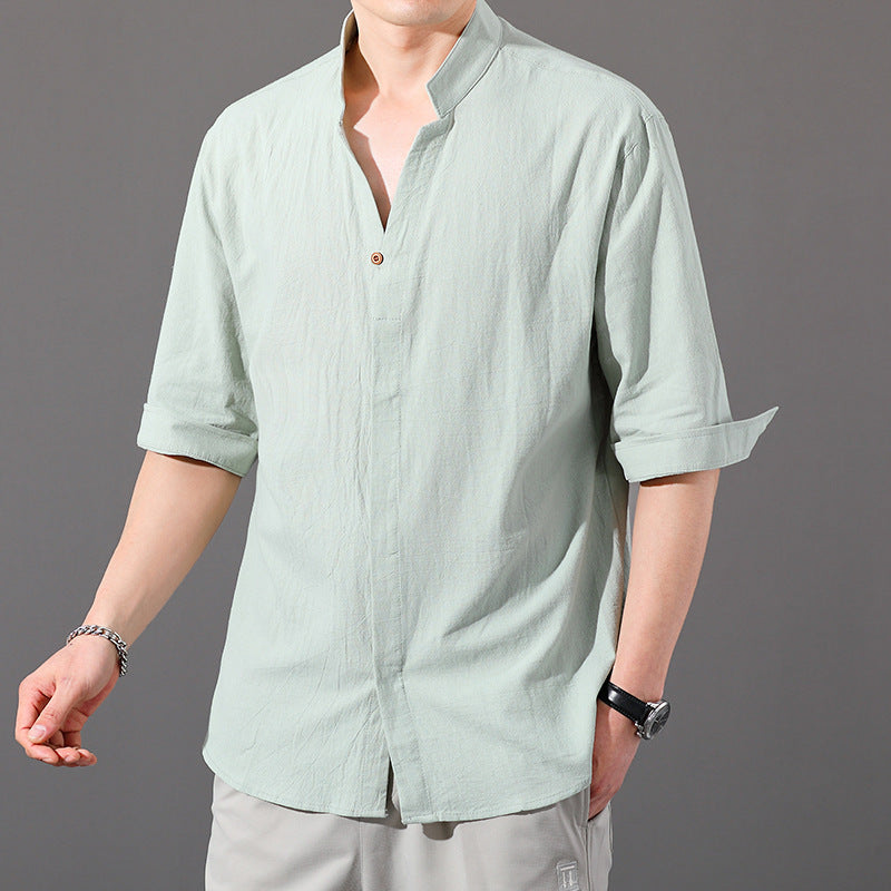 Men's Large Size Loose Linen Shirt