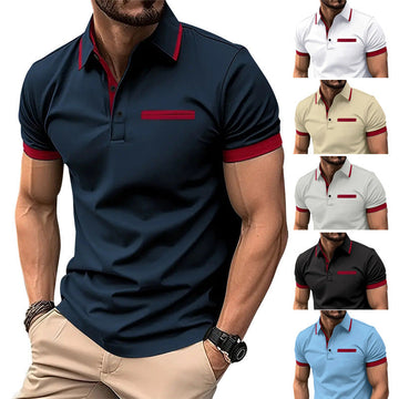 Men's New Casual Color Matching Business POLO Shirt