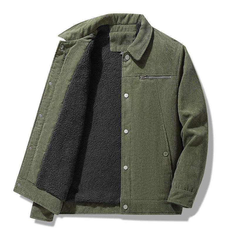 Corduroy cotton loose plus velvet thickened jacket