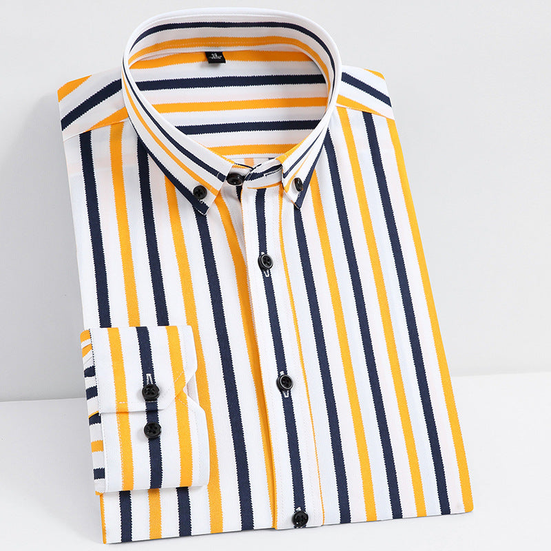 Men's Slim Striped Business Casual Long-sleeved Shirt