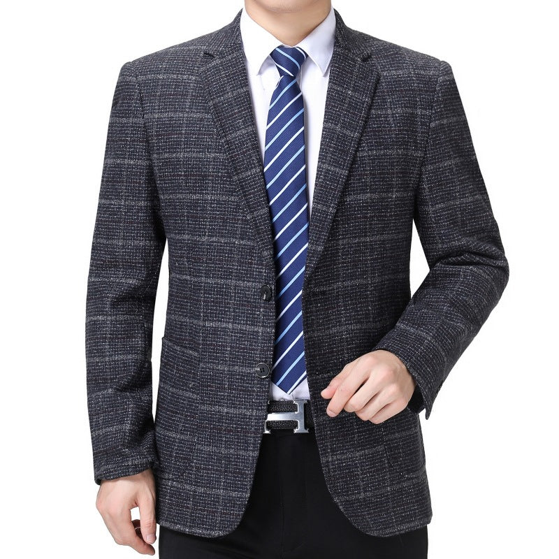 Men's Plaid Business Casual Woolen Blazer