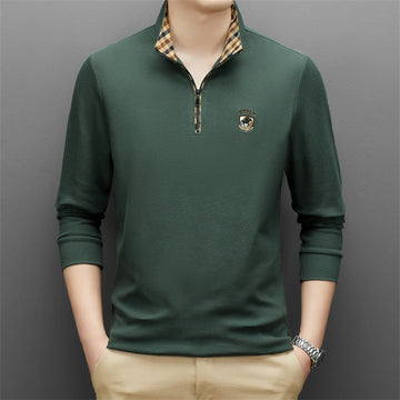 Men's Fashion Zipper Cotton Polo Shirt