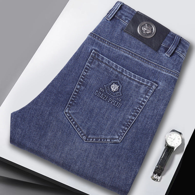 Men's High-end Business Large Size Stretch Slim Straight Jeans