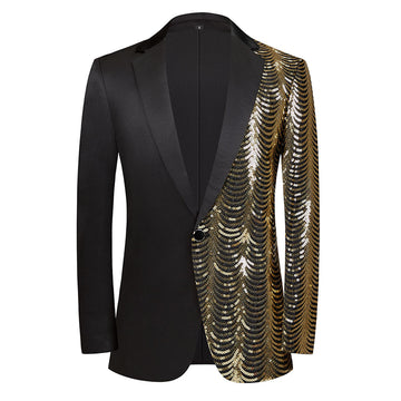 Men's Party Performance Date Wavy Sequin Shiny Casual Trendy Blazer