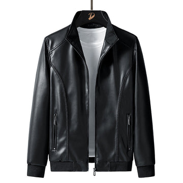 Men's Oversized Stand Collar Leather Jacket