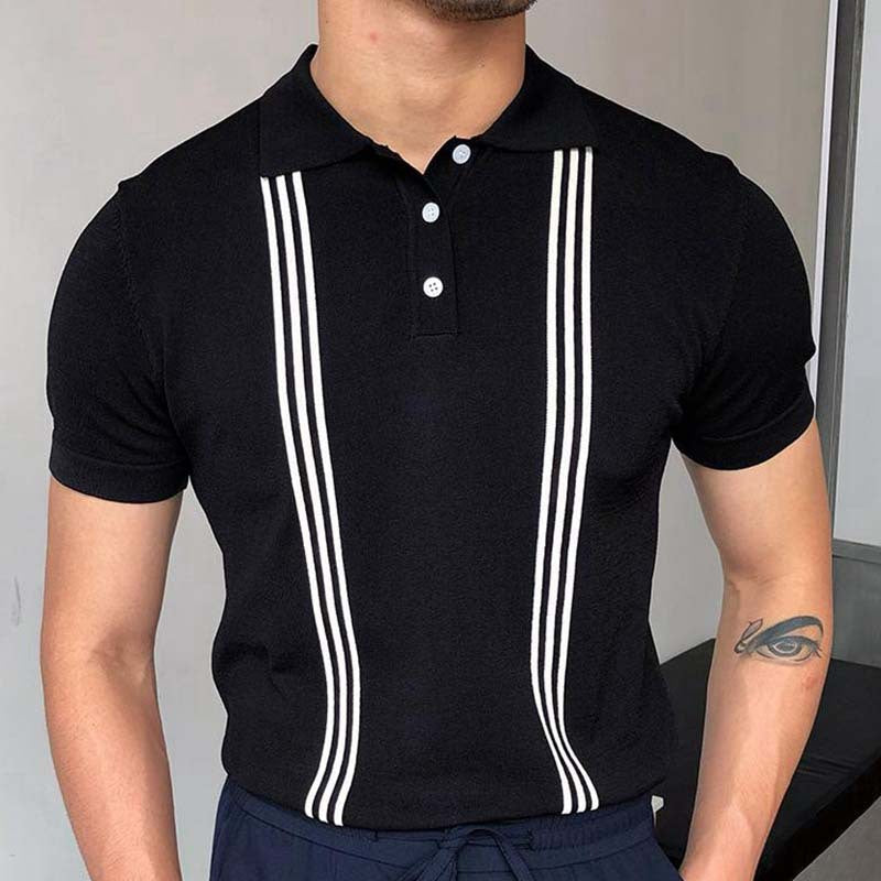 Summer Striped Casual Short Sleeve Slim Fit POLO Shirt