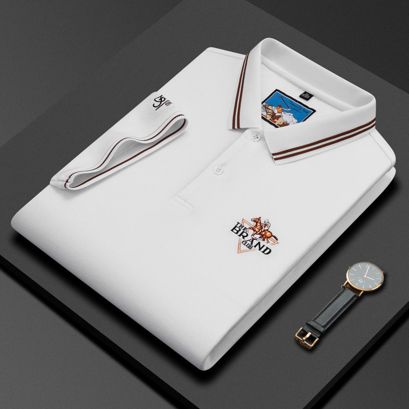 Men's New Business Casual Embroidered Lapel Polo Shirt