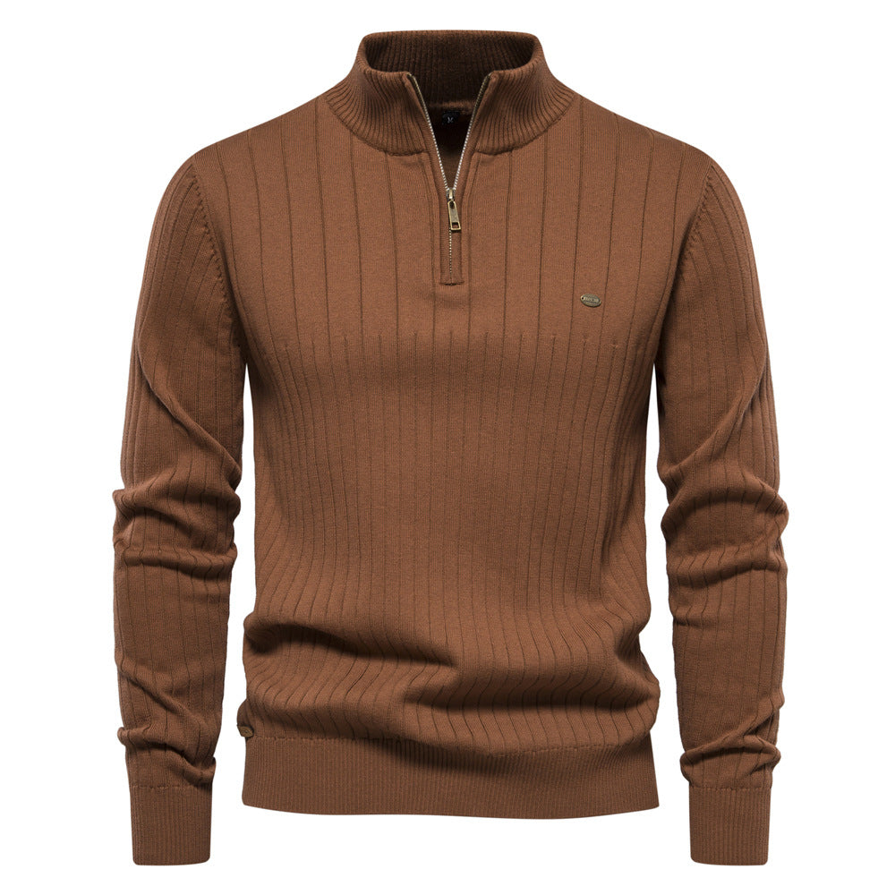 Men's Stand Collar Half Zip High Quality Sweater