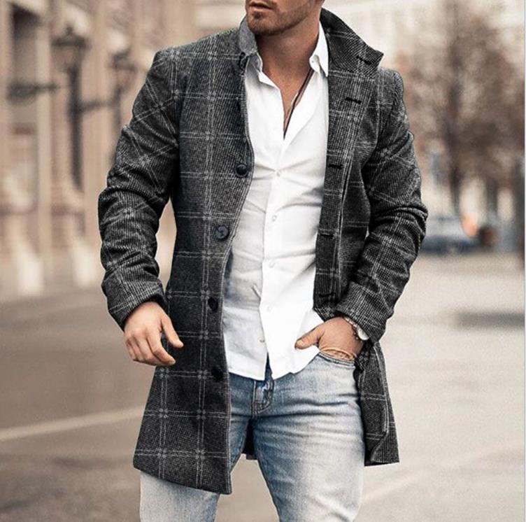 Men's Plaid Woolen Coat