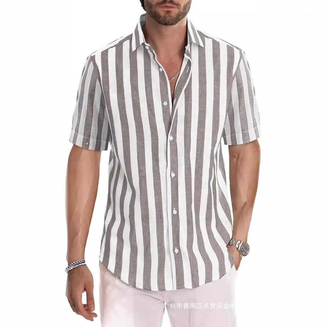 2024 Men's Fashion Striped Lapel Resort Shirts