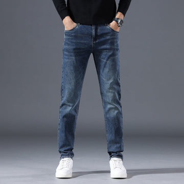 Men's Commuting Loose and Versatile Fashionable Straight Stretch Jeans