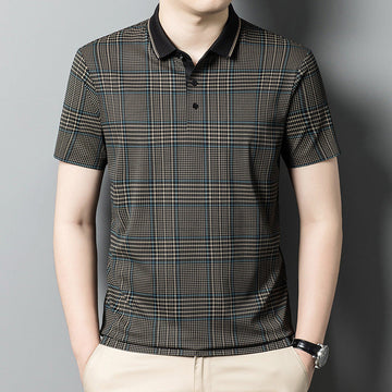 Men's Plaid Casual Loose Polo Shirt