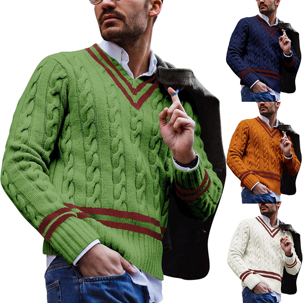 Men's striped colorblock knitted sweater