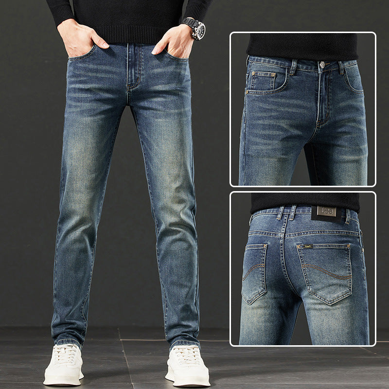 Men's New High-end Stretch Straight Cotton Casual Jeans