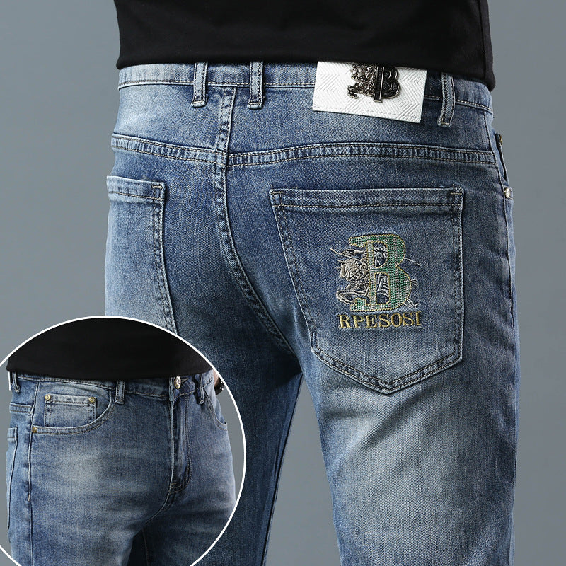 Men's Elastic Business Casual Embroidered Comfortable Jeans