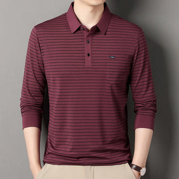 Men's New Business Casual Striped Polo Shirt