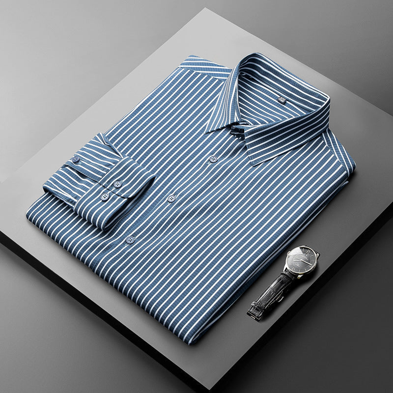 Men's No-iron Seamless Striped Slim Fit Business Casual Anti-wrinkle Shirt