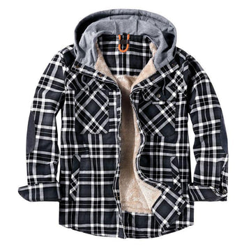 Men's Fleece Warm Cotton Plaid Jacket