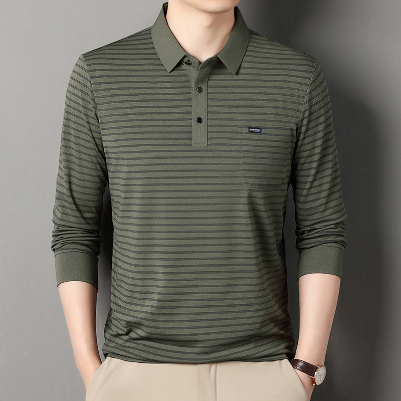 Men's New Business Casual Striped Polo Shirt