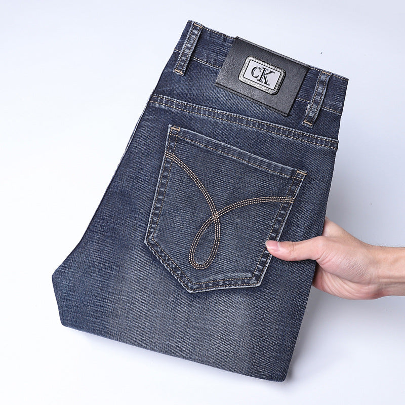 2024 New Men's Elastic Business High-end Loose Jeans