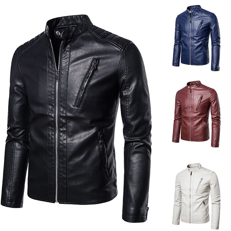 2023 Men's Fashion Slim Leather Biker Jacket