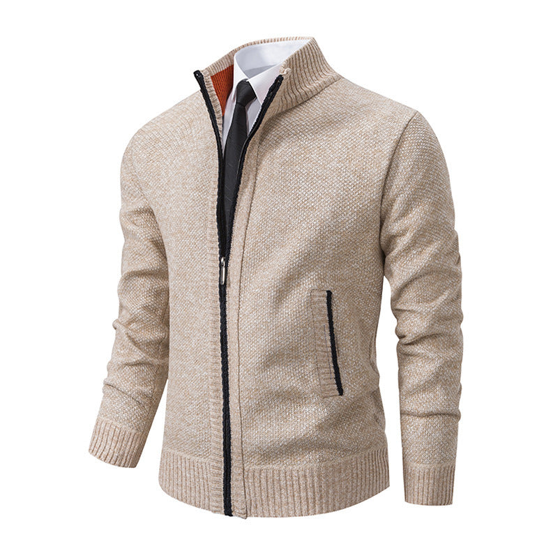 Men's Stand Collar Fashionable Knitted Sweater Jacket