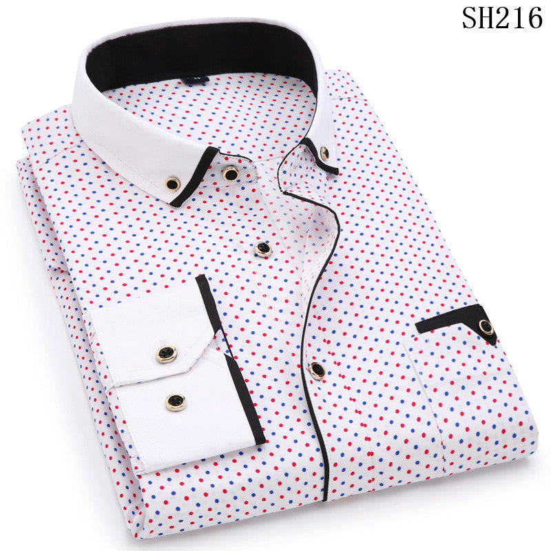 Men's Long-sleeved Contrasting Casual Fashion Shirt