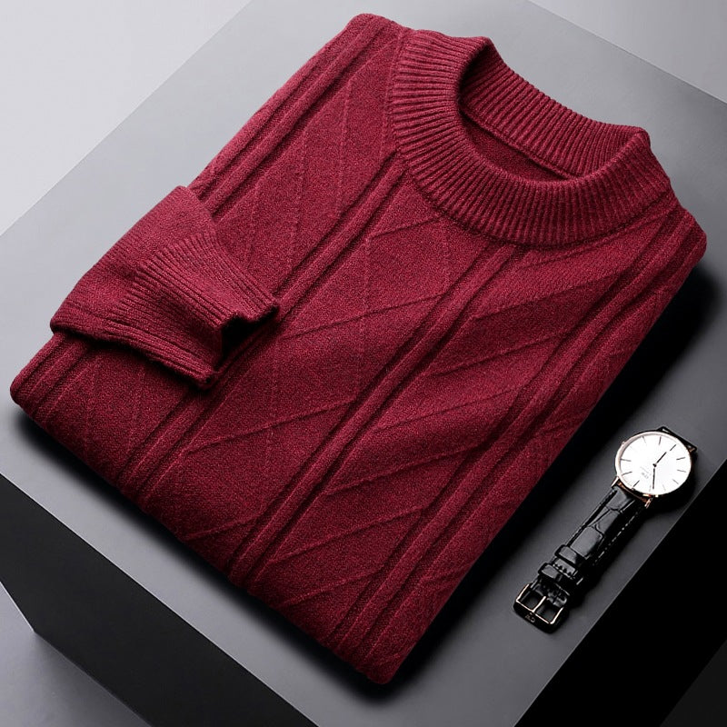 Men's Thickened Warm Jacquard Bottom Wool Sweater