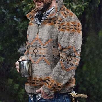 Men's Casual Flannel Plush Button Sweater