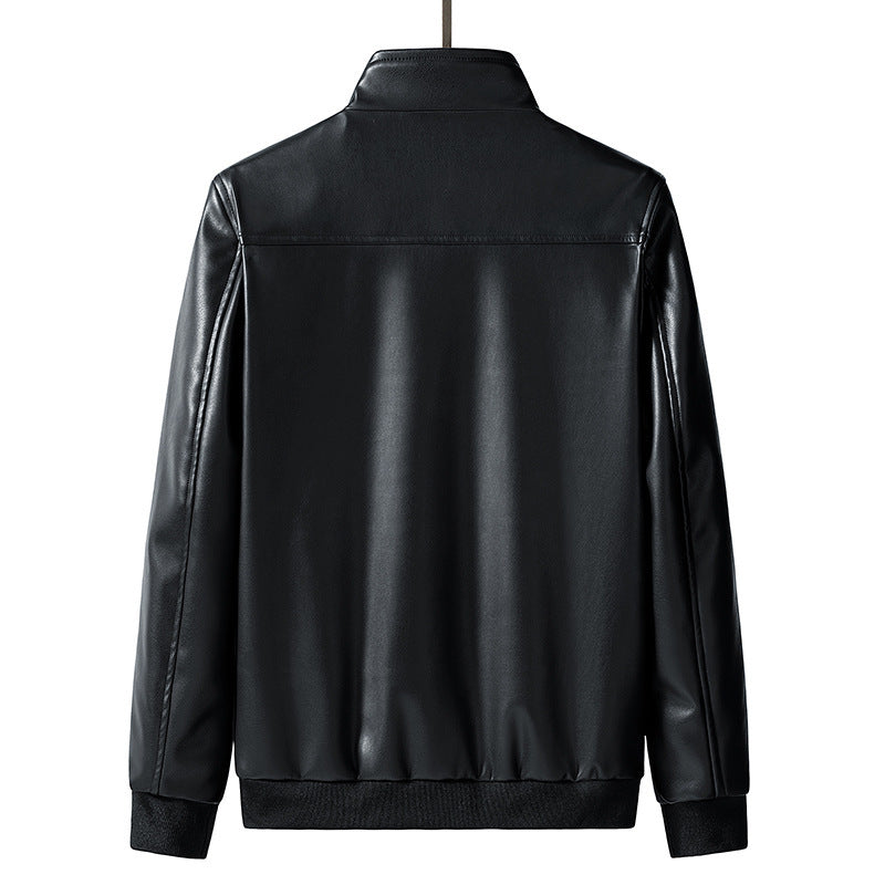 Men's Oversized Stand Collar Leather Jacket