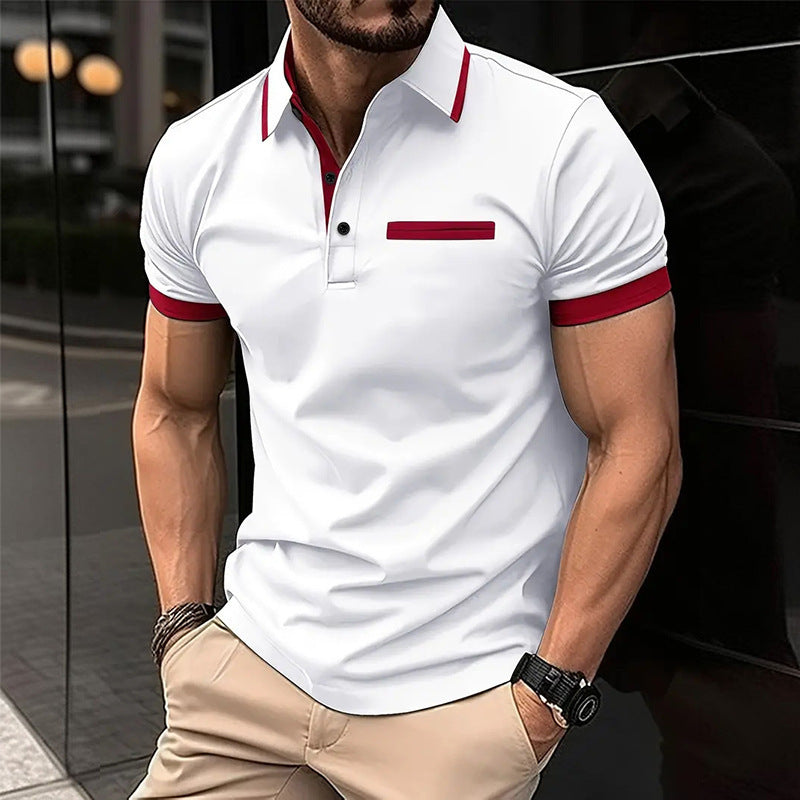 Men's New Casual Color Matching Business POLO Shirt