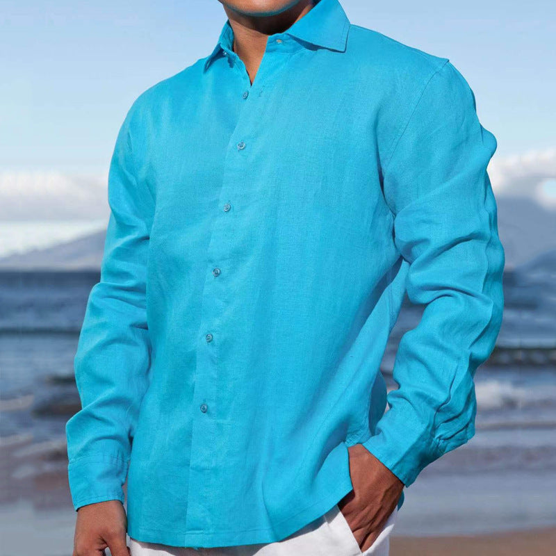 Men's Solid Color Breathable and Comfortable Business Casual Long-sleeved Shirt