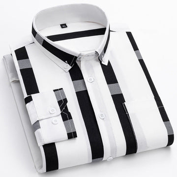 Men's Casual Fashion Striped Print Wrinkle-free and Non-iron Shirt