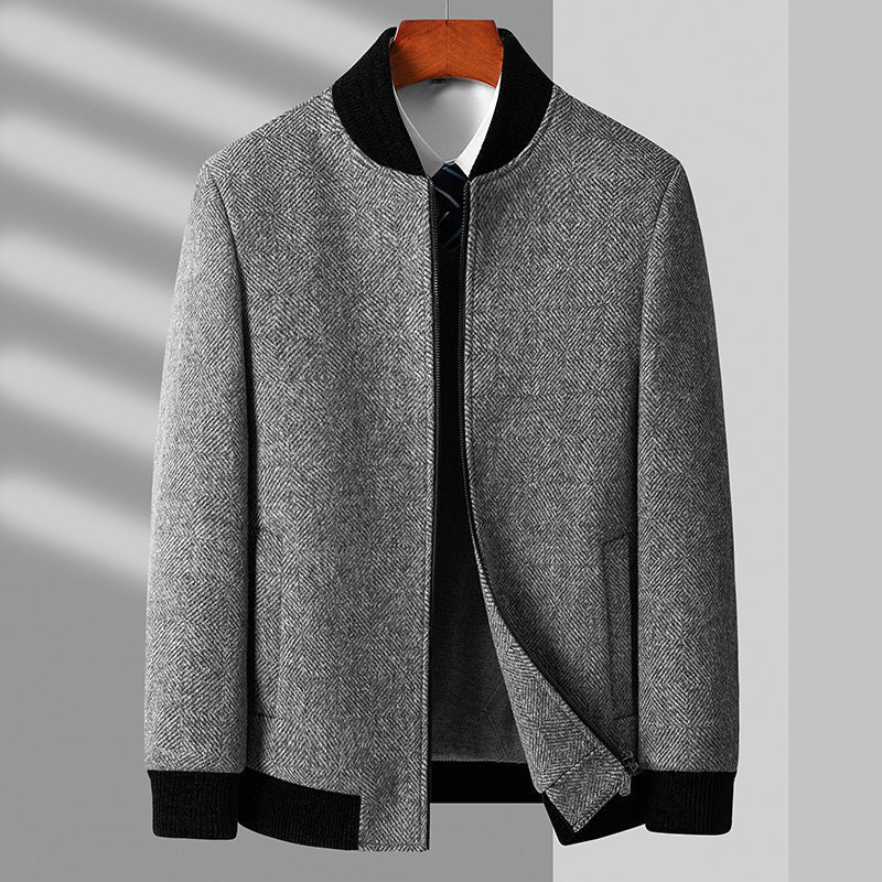 2024 Men's Wool Business Casual Cotton Thickened Stand Collar Jacket