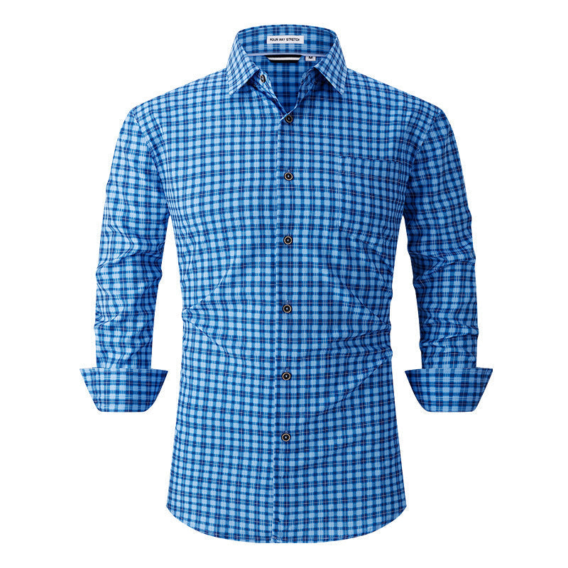 Men's Printed Long Sleeve Plaid Shirt