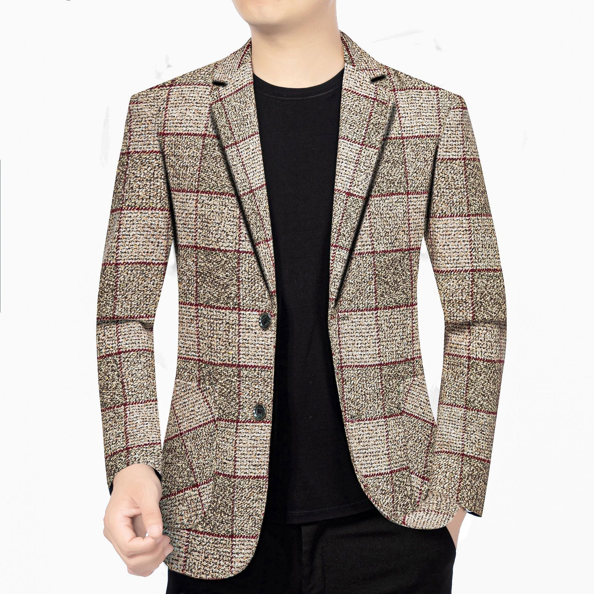 Men's New Fashion Plaid Business Casual Blazer