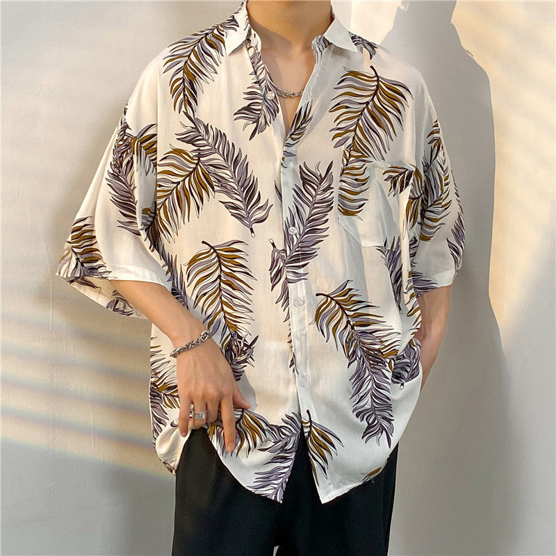 New Men's Casual Large Size Beach Vacation Hawaiian Print Shirt