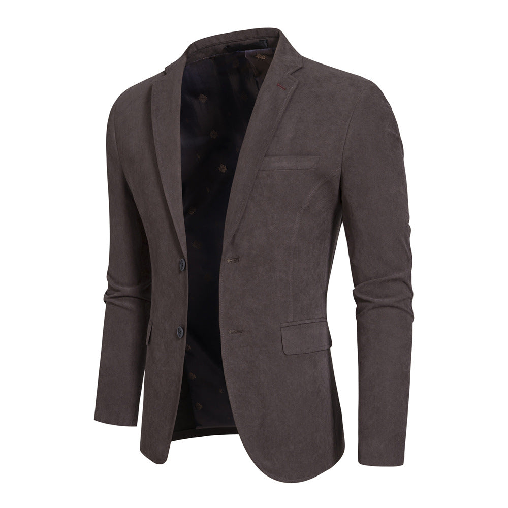 Men's Single-breasted Woolen Casual and Versatile Slim Blazer