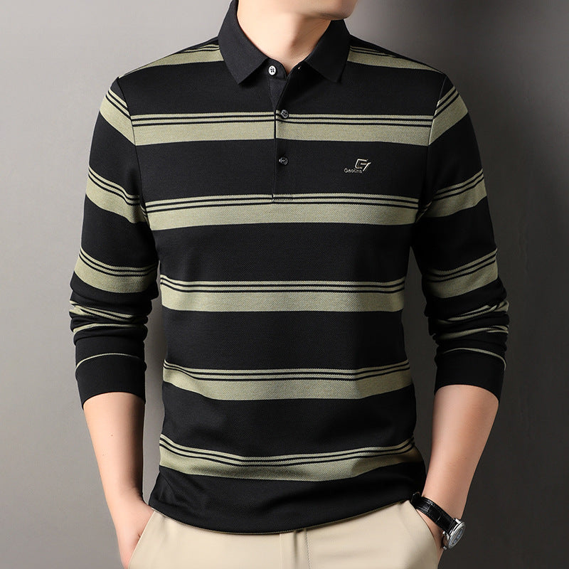 Men's Business Casual Striped POLO Shirt