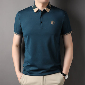 New Lapel Casual Solid Color Polo Shirt