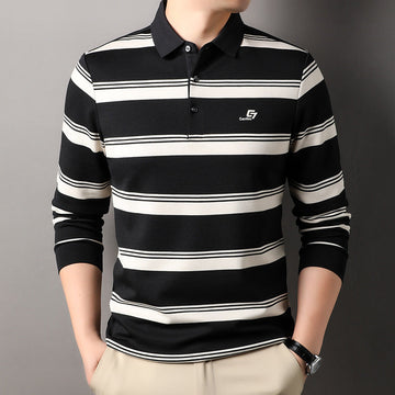 Men's Business Casual Striped POLO Shirt