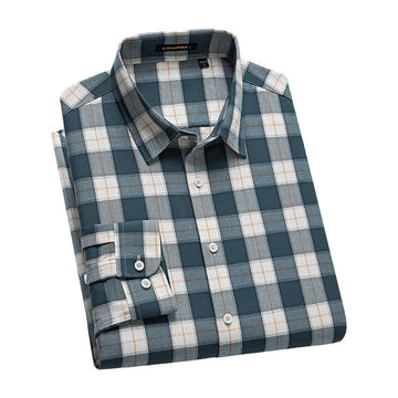 Men's Plaid Pattern No-Iron Casual Versatile Long Sleeve Shirt