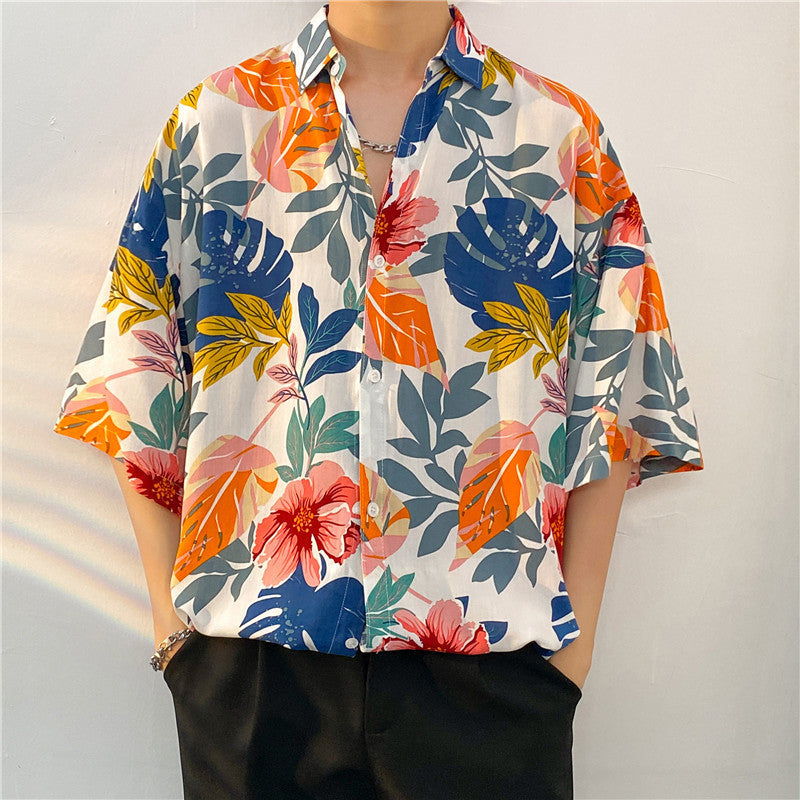 New Men's Casual Large Size Beach Vacation Hawaiian Print Shirt