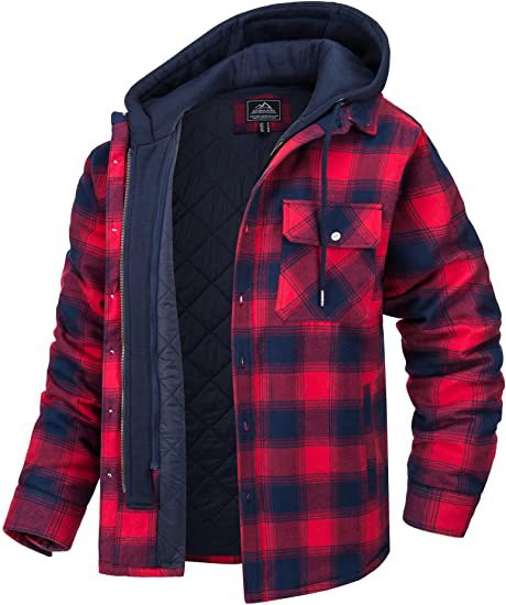 Men's Thick Check Loose Hooded Jacket