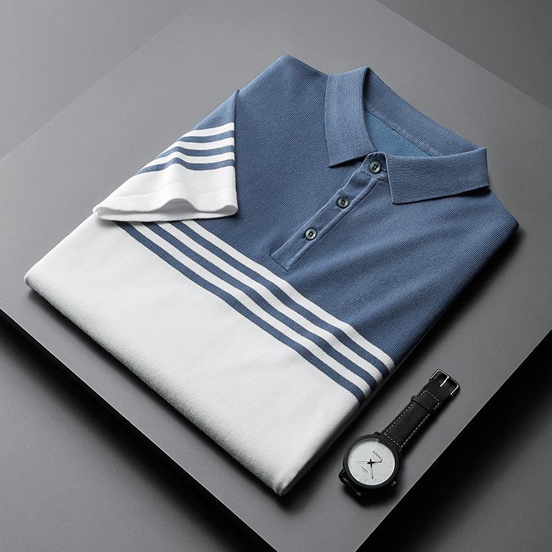 2021 New Colourblock Knitted Short-Sleeved POLO Shirt