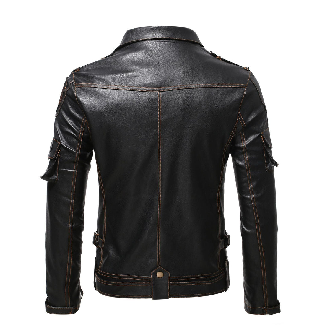 Men's New Slim Fit Multi-pocket Zipper Leather Jacket