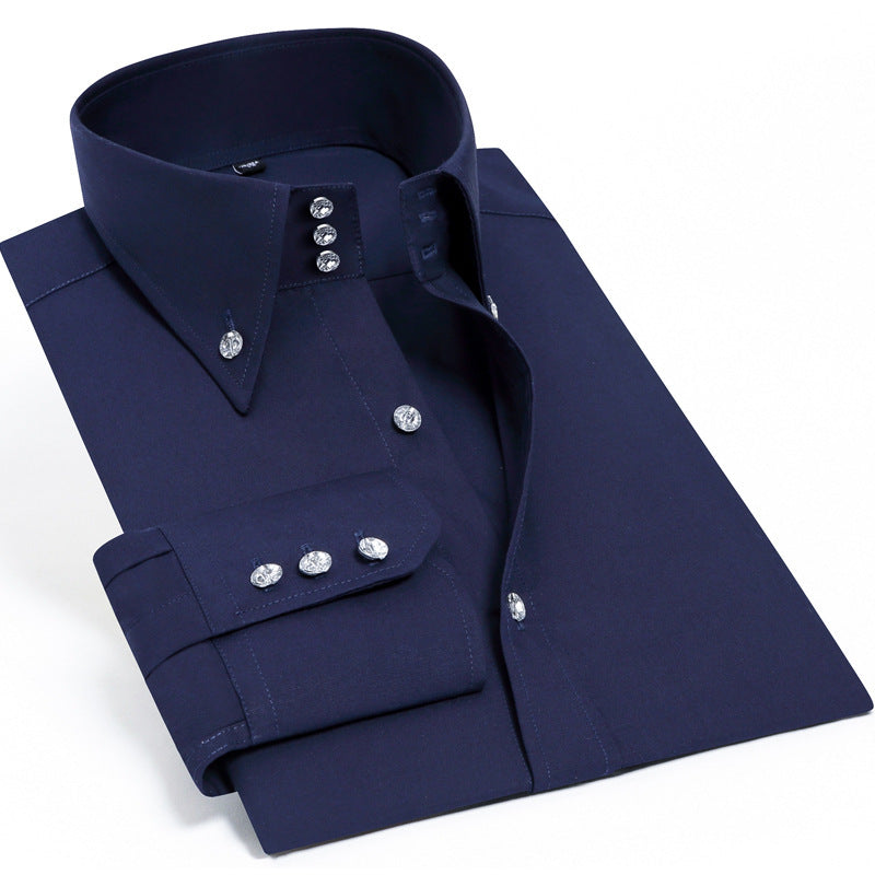 New high-end crystal diamond button color matching business shirt