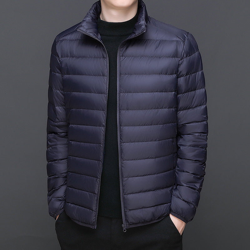 Lightweight warm solid color down jacket